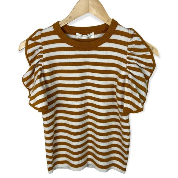 Anthropologie Jillian Flutter Sleeved‎ Top Size XS Stripe Ruffle Knit Bohemian - Picture 4 of 11